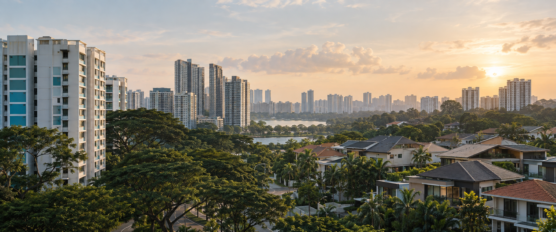 Singapore HDB homes viewed across a residential estate