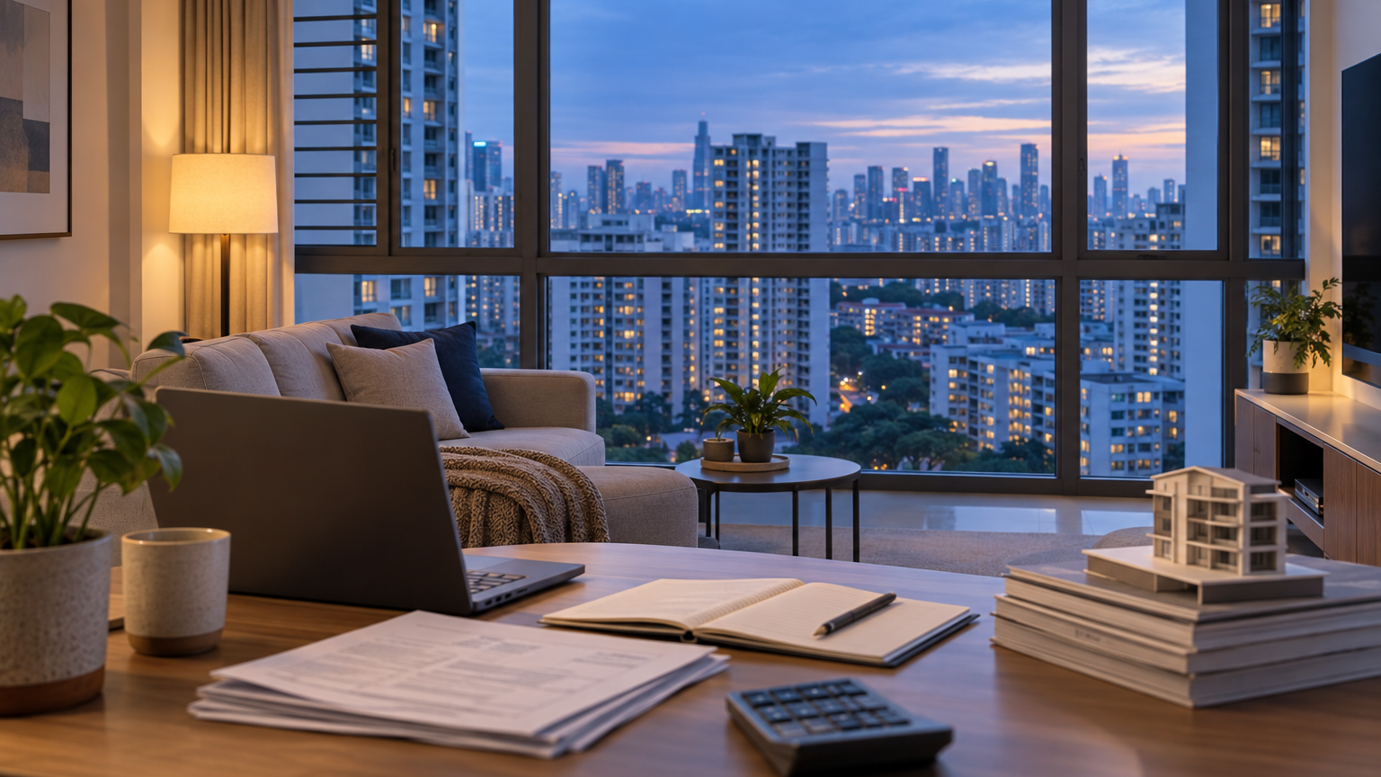 Illustrative Singapore interior scene for 597 Million-Dollar HDB Sales as Prices Dip: How Much Funds an Upgrade?